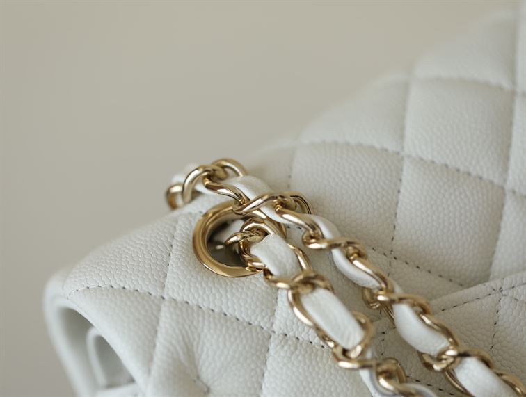 Chanel Classic Quilted Medium Double Flap Ivory Caviar – CB039