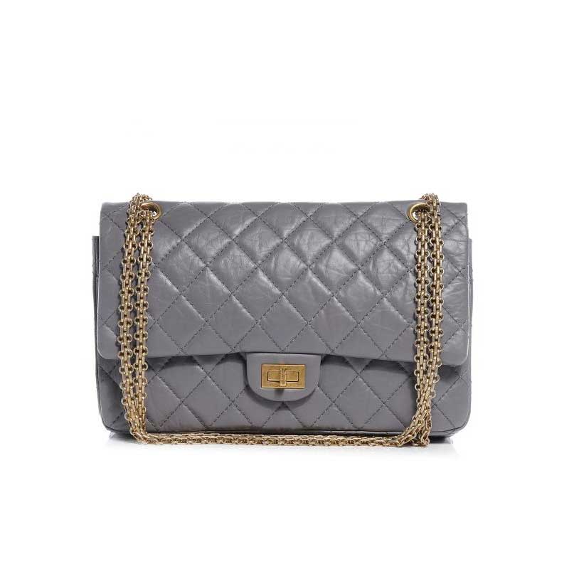 Chanel Grey Quilted Aged Leather Reissue Classic Flap Bag Gold Hardware – CB042
