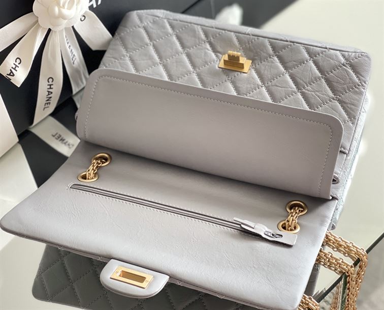 Chanel Grey Quilted Aged Leather Reissue Classic Flap Bag Gold Hardware – CB042