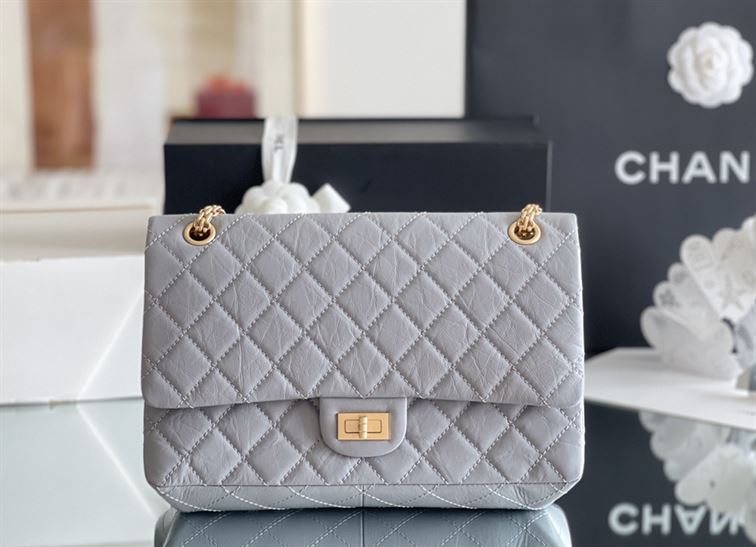 Chanel Grey Quilted Aged Leather Reissue Classic Flap Bag Gold Hardware – CB042
