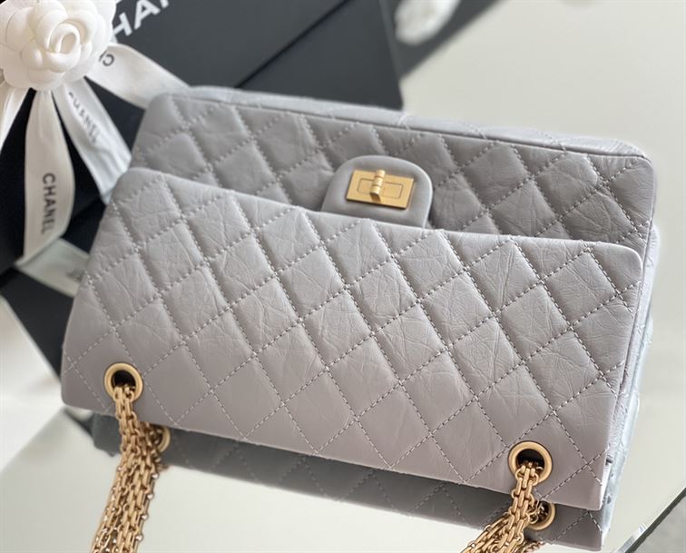 Chanel Grey Quilted Aged Leather Reissue Classic Flap Bag Gold Hardware – CB042