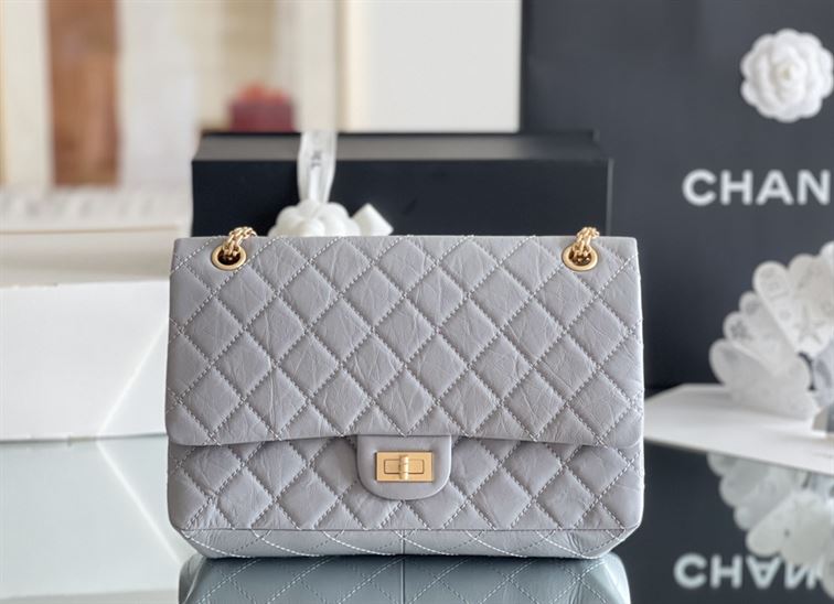 Chanel Grey Quilted Aged Leather Reissue Classic Flap Bag Gold Hardware – CB042