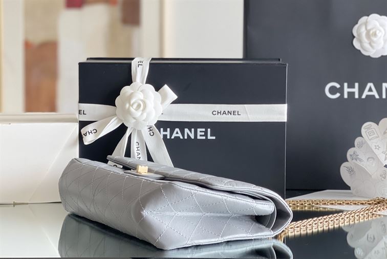 Chanel Grey Quilted Aged Leather Reissue Classic Flap Bag Gold Hardware – CB042