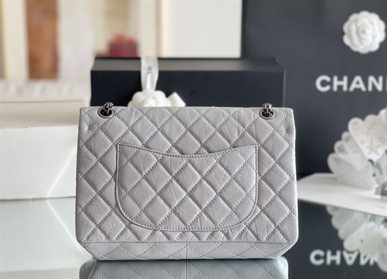 Chanel Grey Quilted Aged Leather Reissue Classic Flap Bag Silver Hardware – CB043