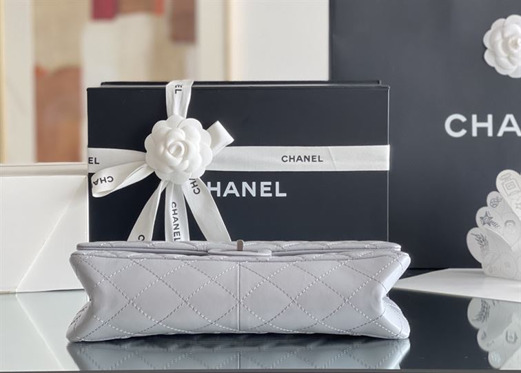 Chanel Grey Quilted Aged Leather Reissue Classic Flap Bag Silver Hardware – CB043