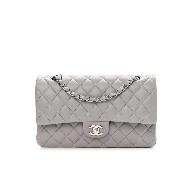 Chanel Lambskin Quilted Small Double Flap Grey – CB029