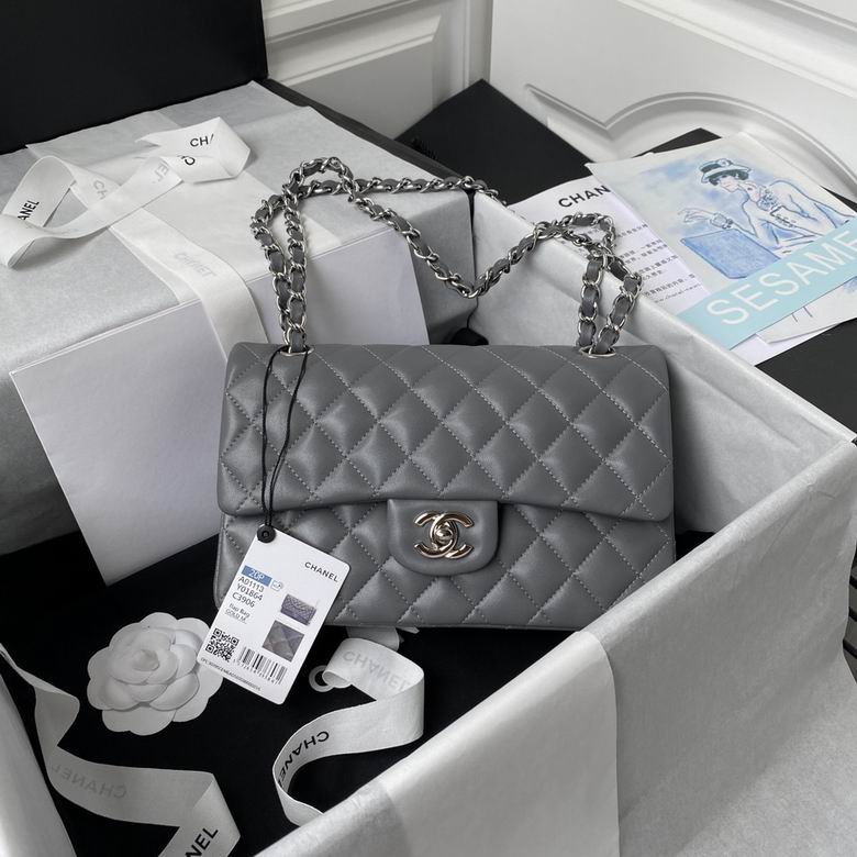 Chanel Lambskin Quilted Small Double Flap Grey – CB029