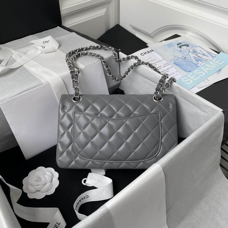 Chanel Lambskin Quilted Small Double Flap Grey – CB029
