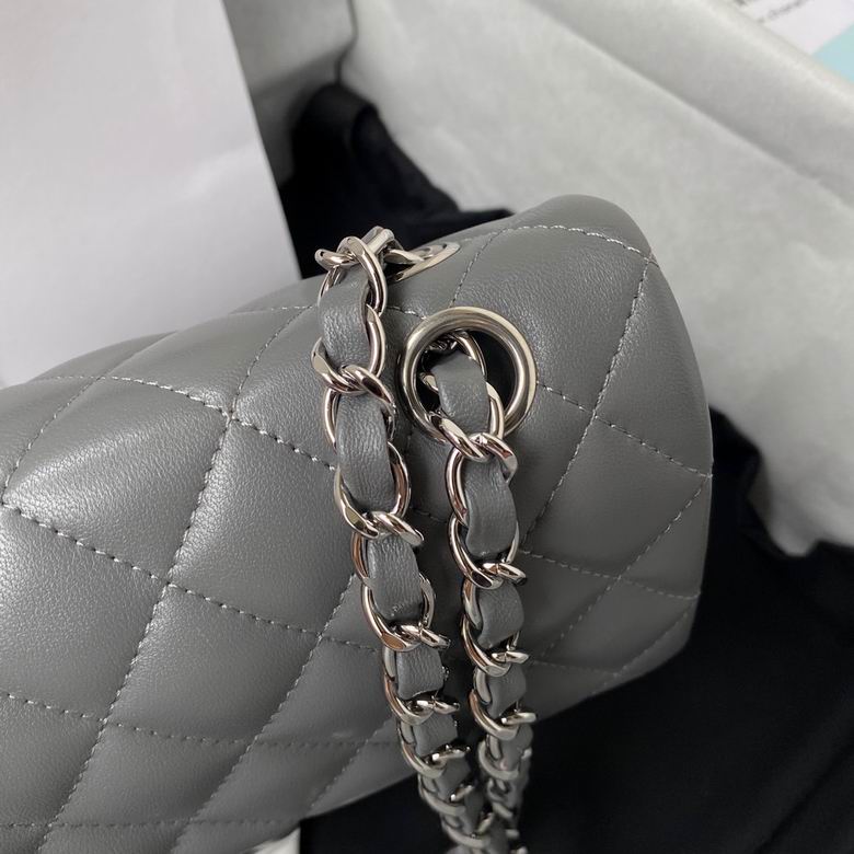 Chanel Lambskin Quilted Small Double Flap Grey – CB029