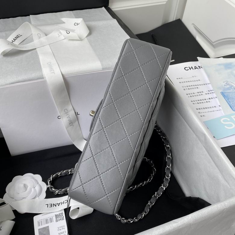 Chanel Lambskin Quilted Small Double Flap Grey – CB029