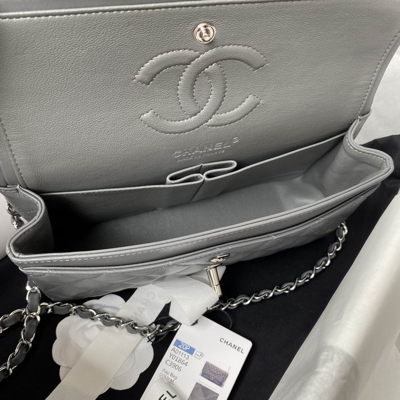 Chanel Lambskin Quilted Small Double Flap Grey – CB029