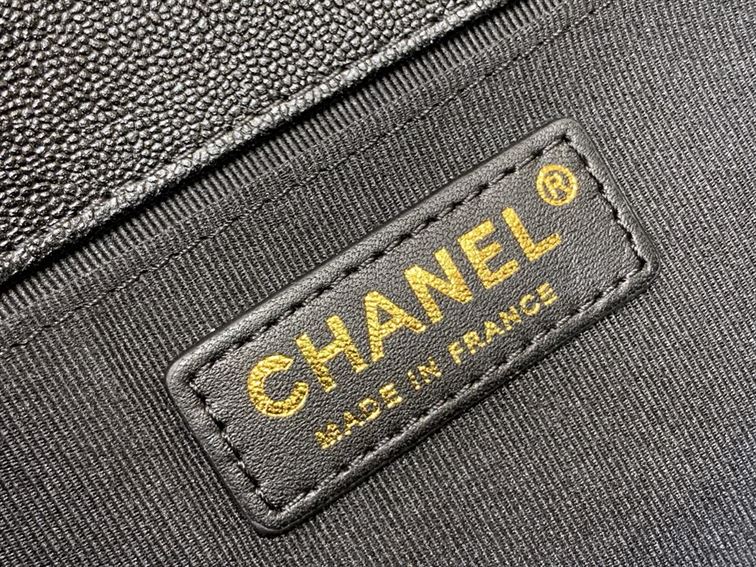 Chanel Medium Boy Bag Black Caviar Antique Gold Hardware – CB048