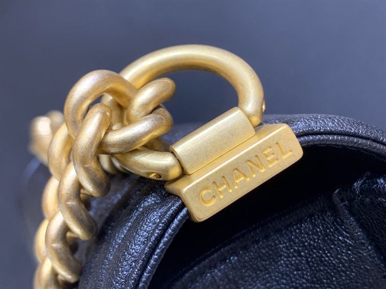 Chanel Medium Boy Bag Black Caviar Antique Gold Hardware – CB048