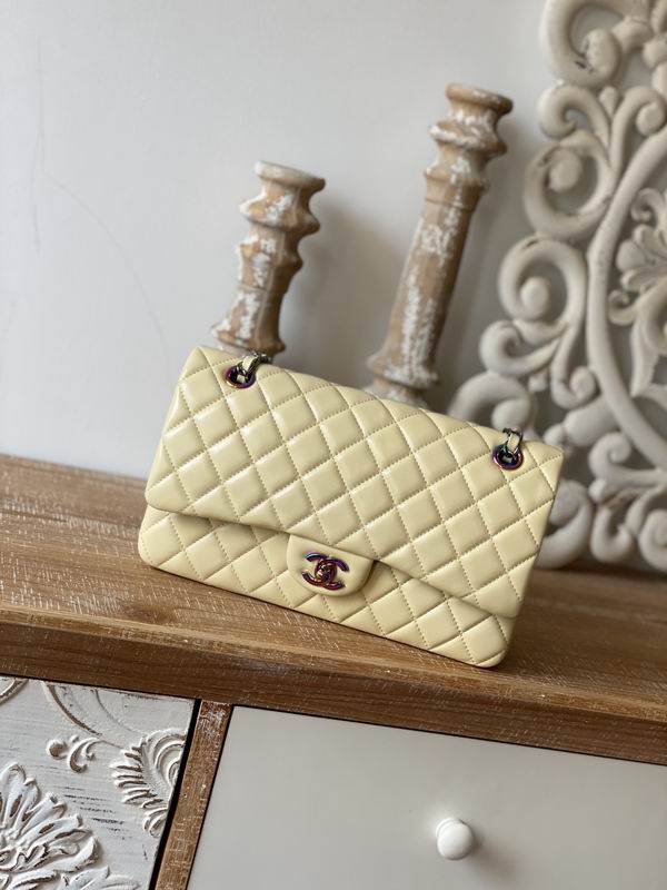 Chanel Medium Classic Handbag Yellow Lambskin Rainbow- CB032