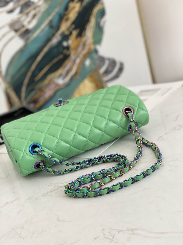 Chanel Medium Green Quilted Lambskin Classic Double Flap Rainbow – CB033