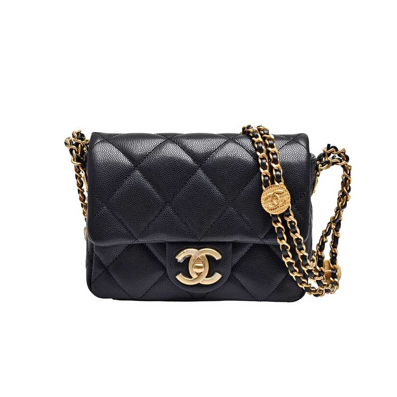 Chanel Mini Flap Bag Black Shiny Calfskin Gold-Tone Metal – CB046