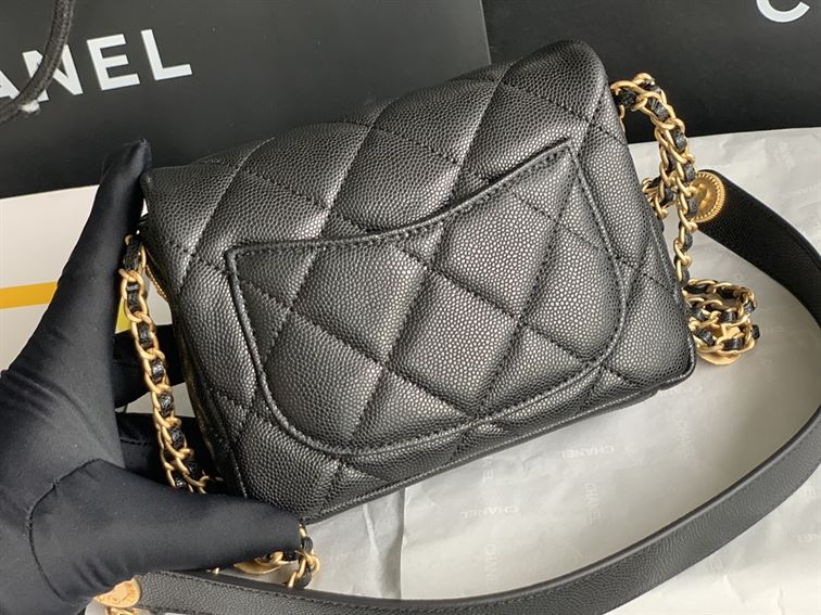 Chanel Mini Flap Bag Black Shiny Calfskin Gold-Tone Metal – CB046
