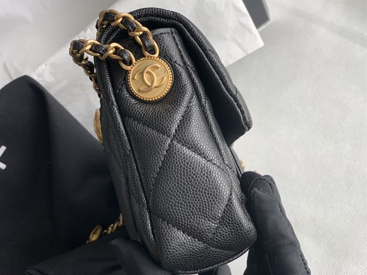 Chanel Mini Flap Bag Black Shiny Calfskin Gold-Tone Metal – CB046
