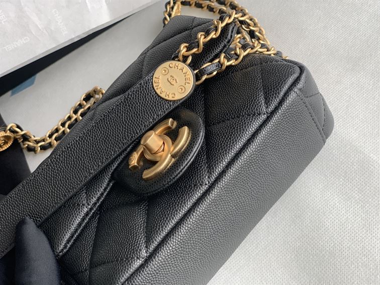 Chanel Mini Flap Bag Black Shiny Calfskin Gold-Tone Metal – CB046