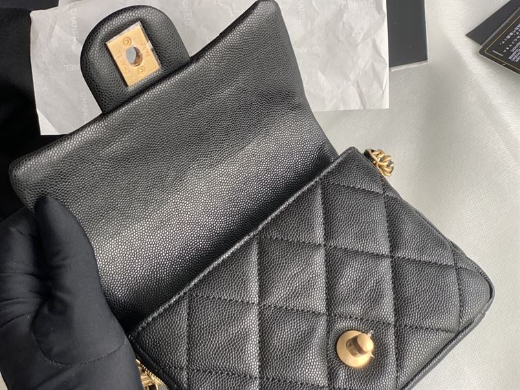 Chanel Mini Flap Bag Black Shiny Calfskin Gold-Tone Metal – CB046