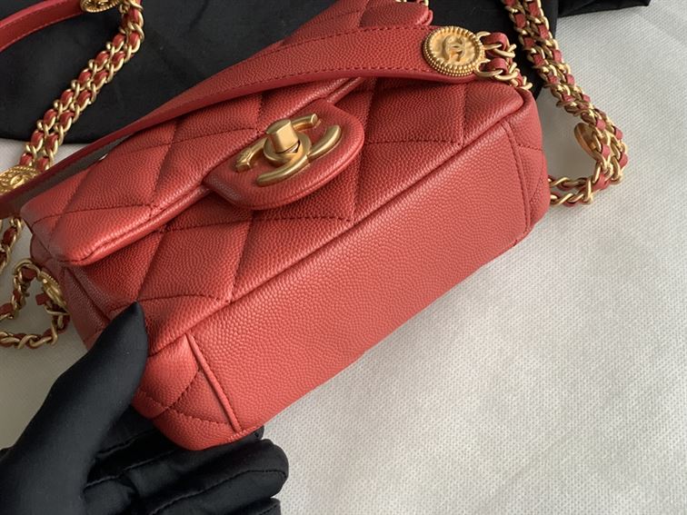 Chanel Mini Flap Bag Red Shiny Calfskin Gold-Tone Metal – CB045