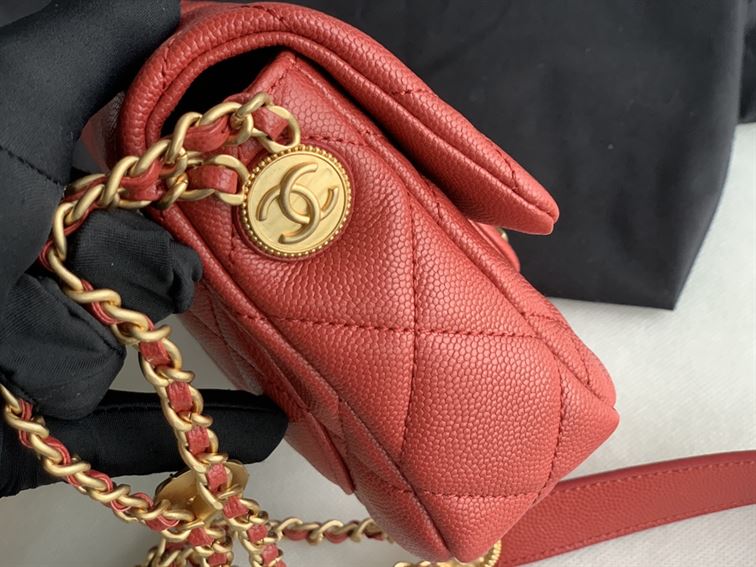 Chanel Mini Flap Bag Red Shiny Calfskin Gold-Tone Metal – CB045