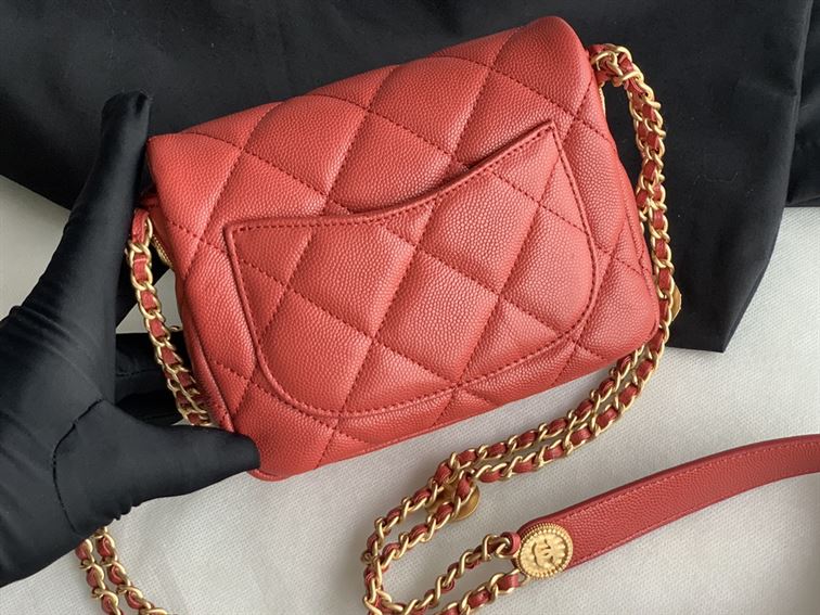 Chanel Mini Flap Bag Red Shiny Calfskin Gold-Tone Metal – CB045