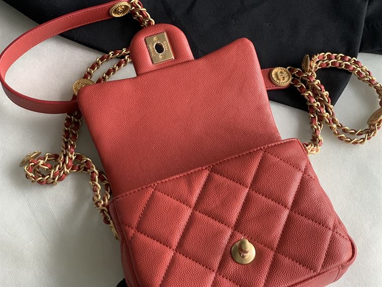 Chanel Mini Flap Bag Red Shiny Calfskin Gold-Tone Metal – CB045