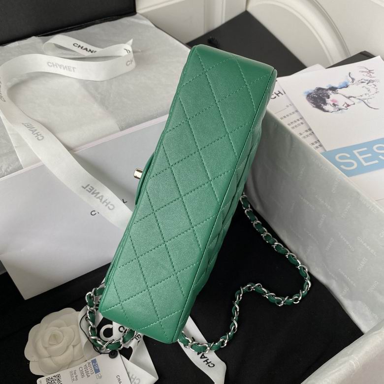 Chanel Small Classic Double Flap Bag Green Lambskin – CB030