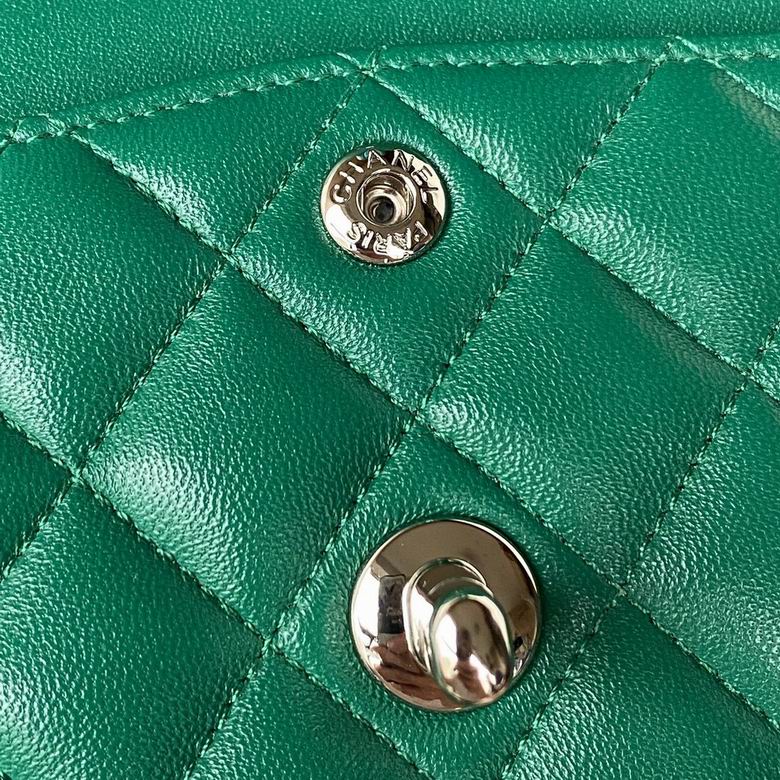 Chanel Small Classic Double Flap Bag Green Lambskin – CB030