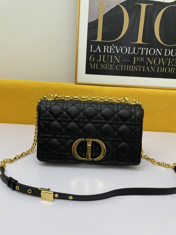 Medium Dior Caro Bag Black Supple Cannage Calfskin – DB068