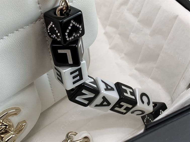 Mini Flap Bag Lambskin Gold-Tone Metal White – CB034