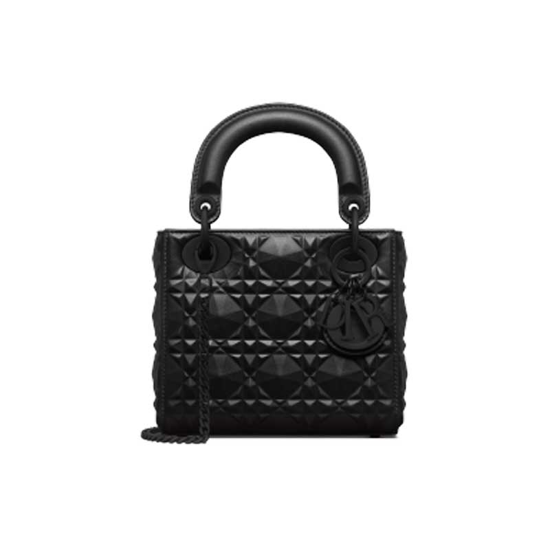 Mini Lady Dior Bag Black Cannage Calfskin with Diamond Motif – DB062