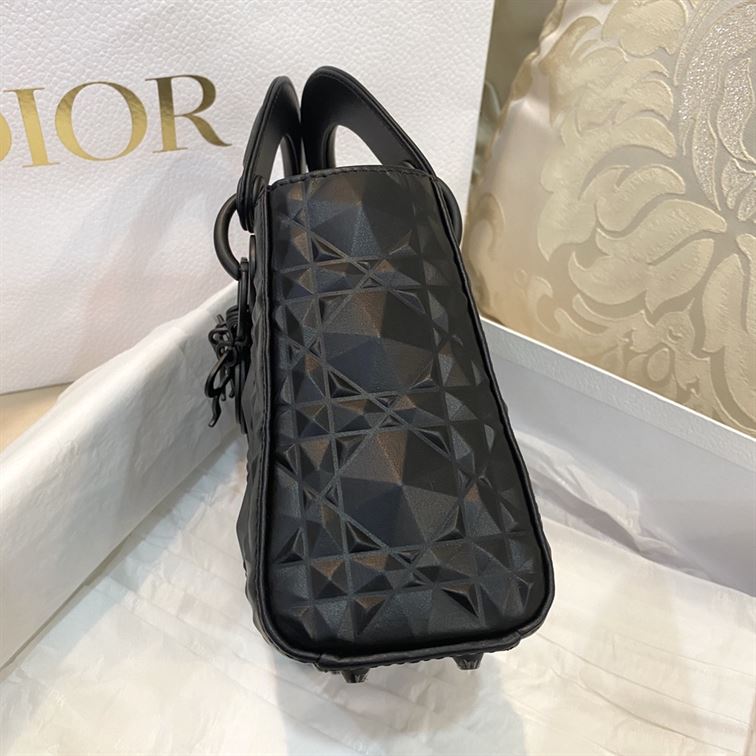 Mini Lady Dior Bag Black Cannage Calfskin with Diamond Motif – DB062