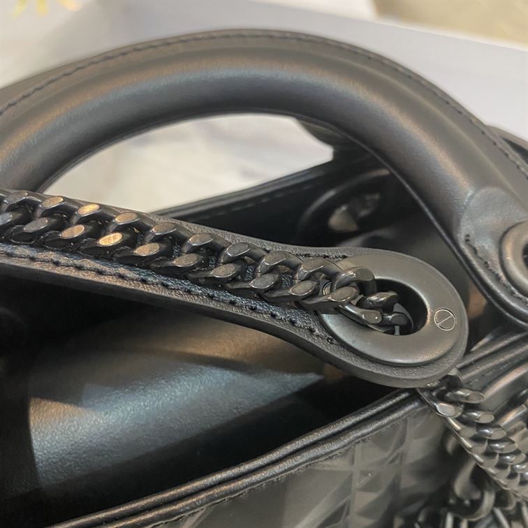 Mini Lady Dior Bag Black Cannage Calfskin with Diamond Motif – DB062
