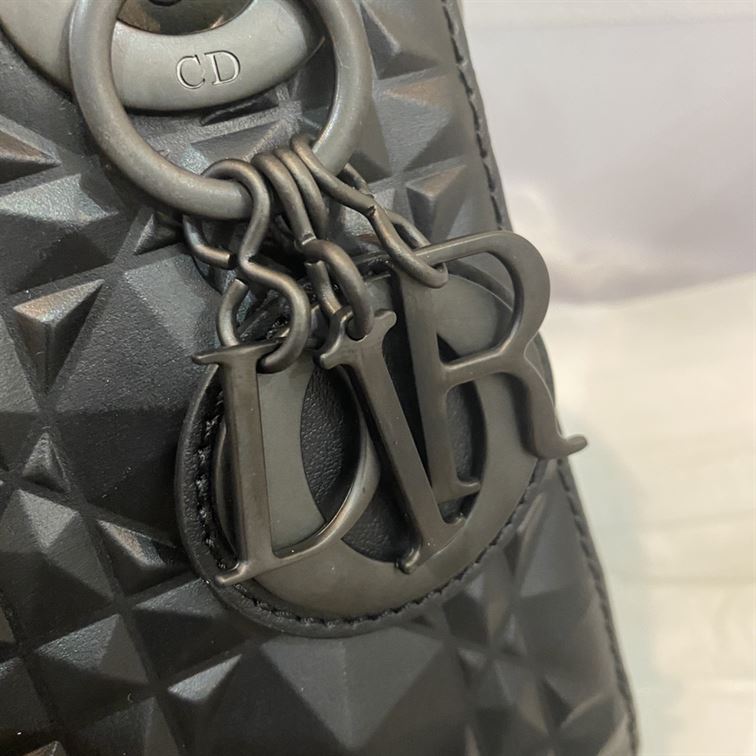 Mini Lady Dior Bag Black Cannage Calfskin with Diamond Motif – DB062