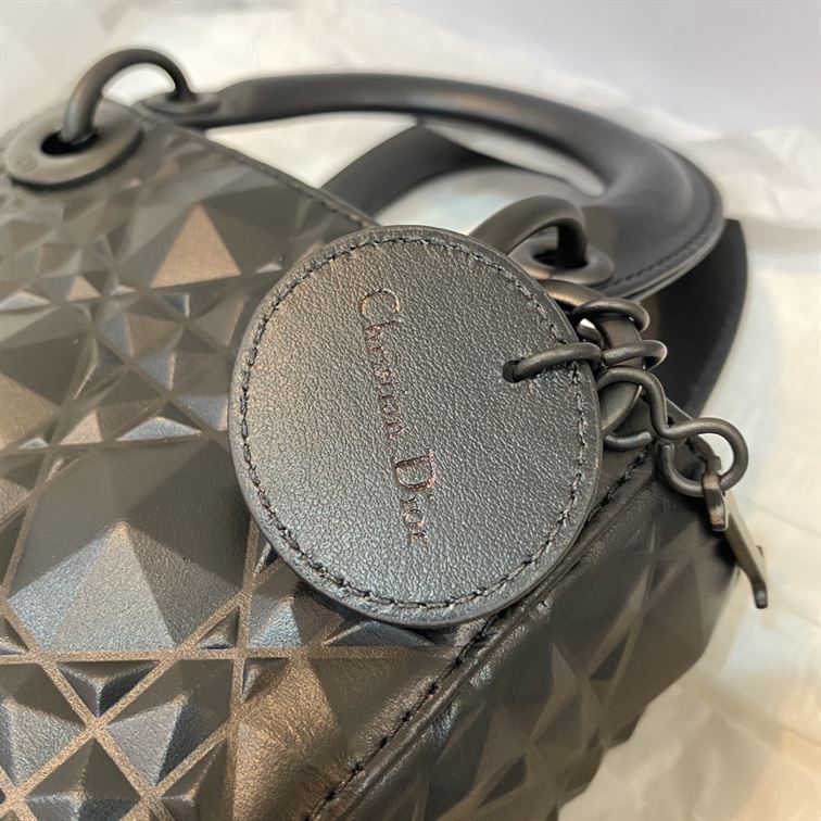 Mini Lady Dior Bag Black Cannage Calfskin with Diamond Motif – DB062