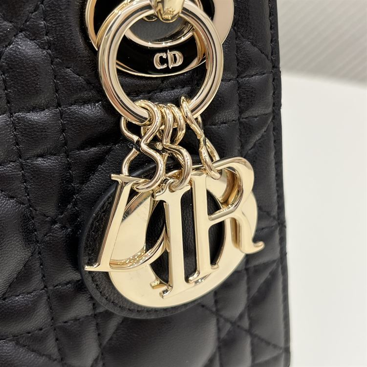 Mini Lady Dior Bag Black Cannage Lambskin Gold Hardware – DB061
