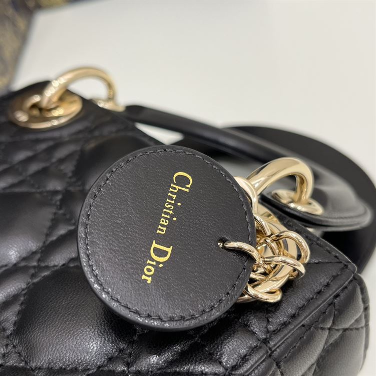 Mini Lady Dior Bag Black Cannage Lambskin Gold Hardware – DB061
