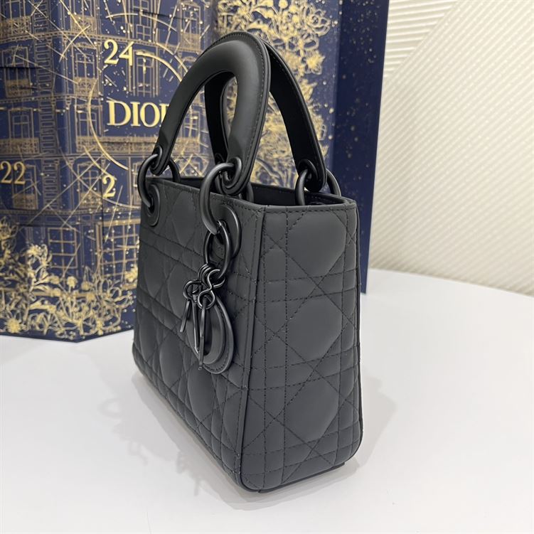 Mini Lady Dior Bag Black Ultramatte Cannage Calfskin – DB051