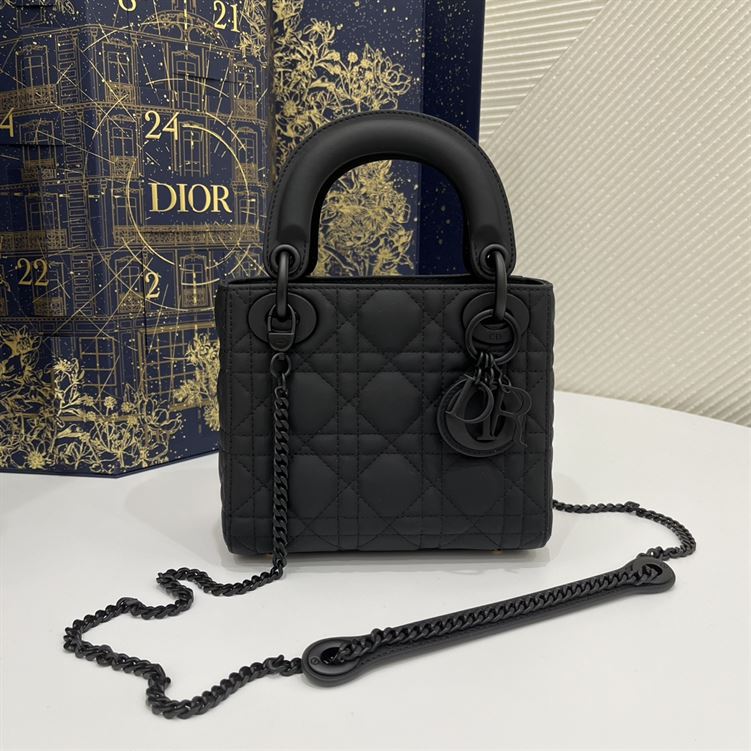 Mini Lady Dior Bag Black Ultramatte Cannage Calfskin – DB051