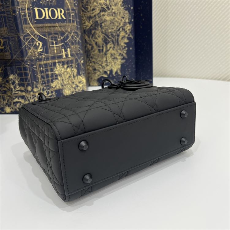 Mini Lady Dior Bag Black Ultramatte Cannage Calfskin – DB051