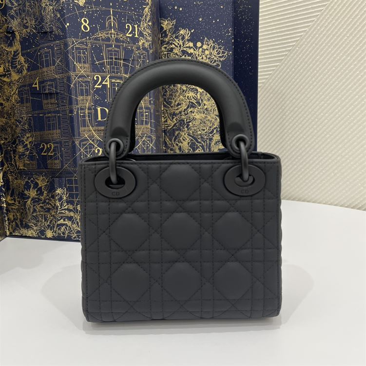 Mini Lady Dior Bag Black Ultramatte Cannage Calfskin – DB051