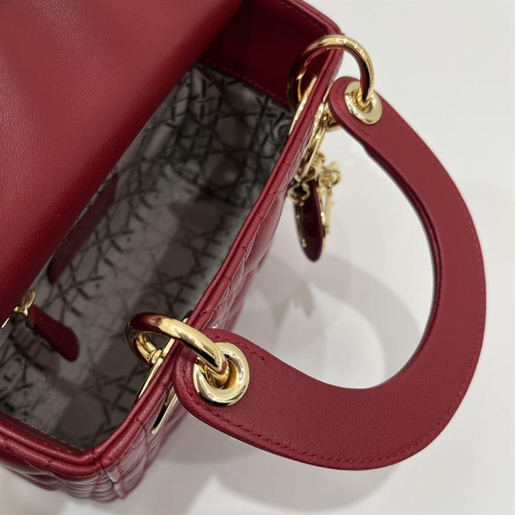 Mini Lady Dior Bag Cherry Red Cannage Lambskin – DB055