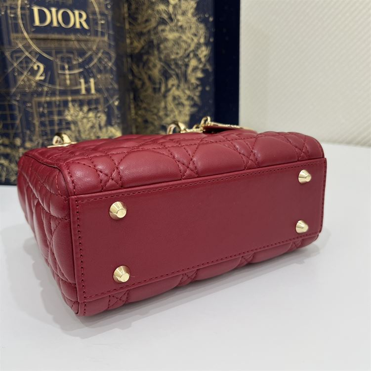 Mini Lady Dior Bag Cherry Red Cannage Lambskin – DB055