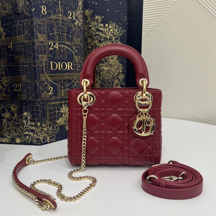 Mini Lady Dior Bag Cherry Red Cannage Lambskin – DB055