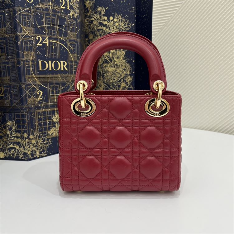Mini Lady Dior Bag Cherry Red Cannage Lambskin – DB055