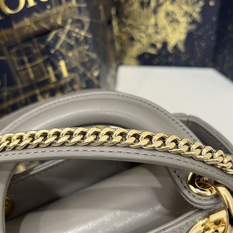 Mini Lady Dior Bag Grey Cannage Leather Gold Hardware – DB058