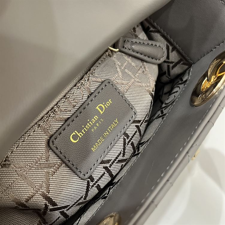 Mini Lady Dior Bag Grey Cannage Leather Gold Hardware – DB058