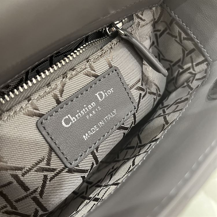Mini Lady Dior Bag Grey Cannage Leather Silver Hardware – DB059